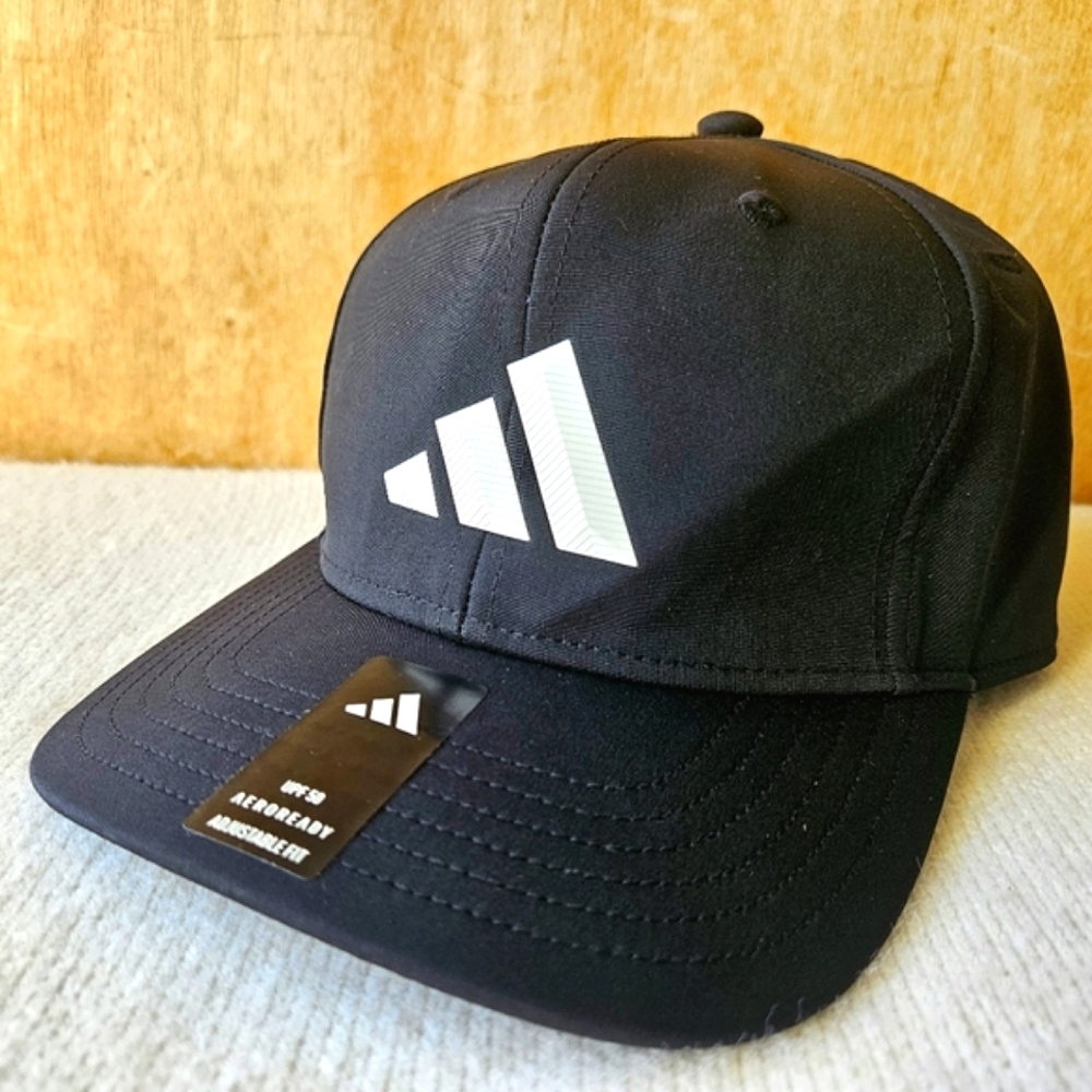 *NEW* Adidas Aeroready Hat 3-bar Snapback Hat | Black | UPF 50 | Adjustable - Picture 8 of 9